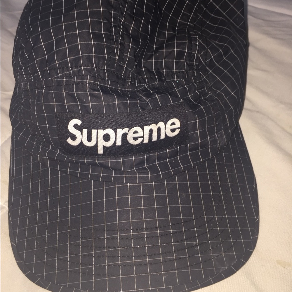 Grey / Gray grid Supreme cap / hat